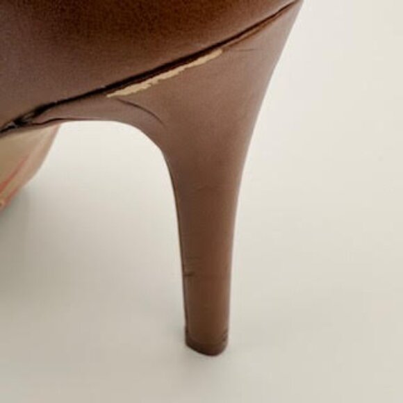 Qupid Pointed Toe Stiletto Heels Brown Faux Leather Women’s Size 7 - Picture 13 of 14